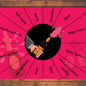 Spin the Bottle, Party Games, Drinking Board Games - Adult Drinking Games - Gifts for her