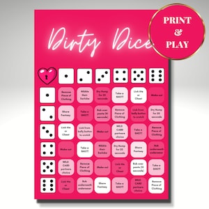 Dirty Dice - Adult Sex Game - Printable Dice Game - Instant Digital Download - Gift for Boyfriend Girlfriend, Couples Game, Foreplay Game