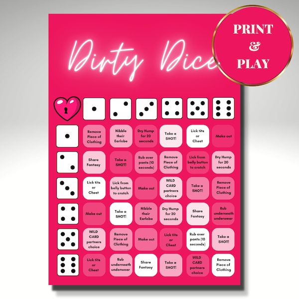 Dirty Dice Adult Game – Printable Foreplay Game for Couples (Digital Download)