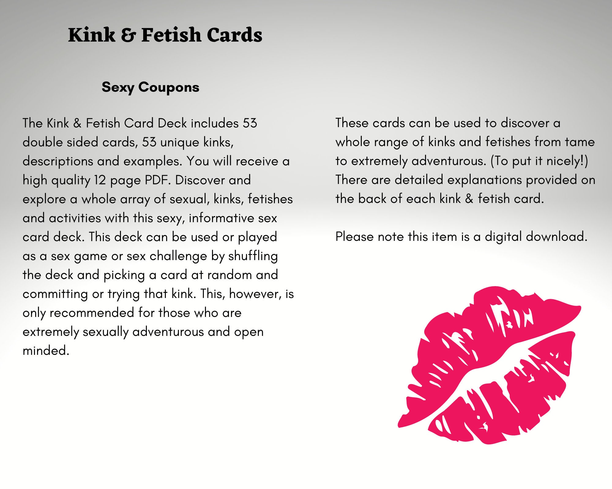 Kink and Fetish Cards - Sex Cards for Adults - Instant Download - Etsy
