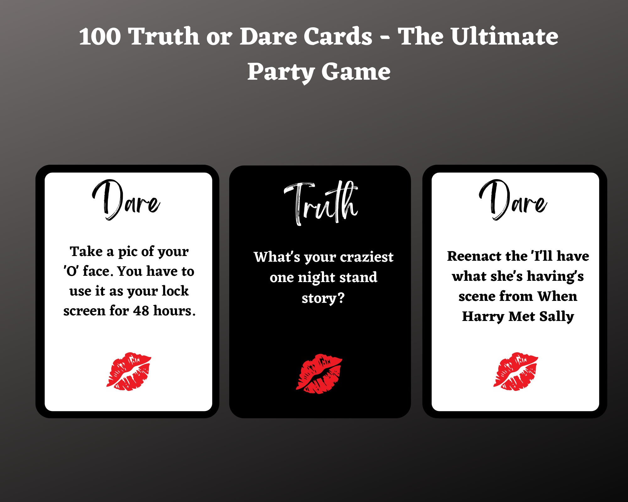 100 Dirty Truth or Dare Cards, Adult Party Game truth or Dare Drinking