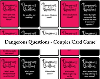 危険な質問カードゲーム：カップルの親密さ（Canvaで編集可能、デジタルダウンロード）