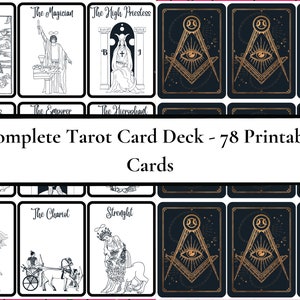 Printable Tarot Cards - Halloween Cards - 78 Cards Includes Major Arcana and Minor Arcana Decks