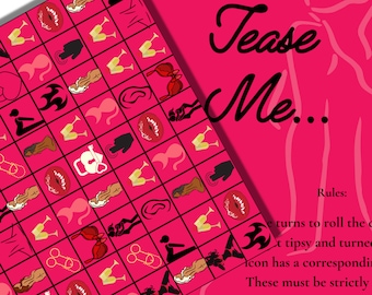 Dirty Dice - Couples Foreplay Sex Drinking Game - &quot;Tease Me&quot;  Printable Sex Dice Game for adults- Board Game- Instant Download