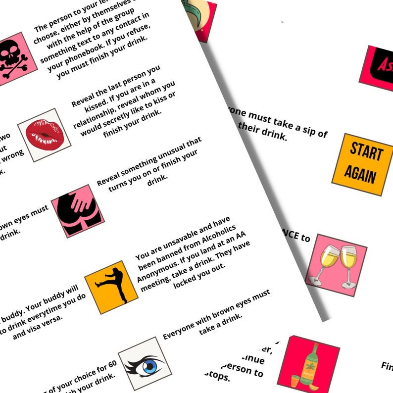 Drinking Party Games Bundle, Printable Board Games for Adults. Includes Drunk Roulette, Spin the