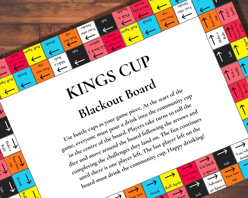 Kings Cup Drinking Adult Party Game Printable Games Adult Party Favors ...