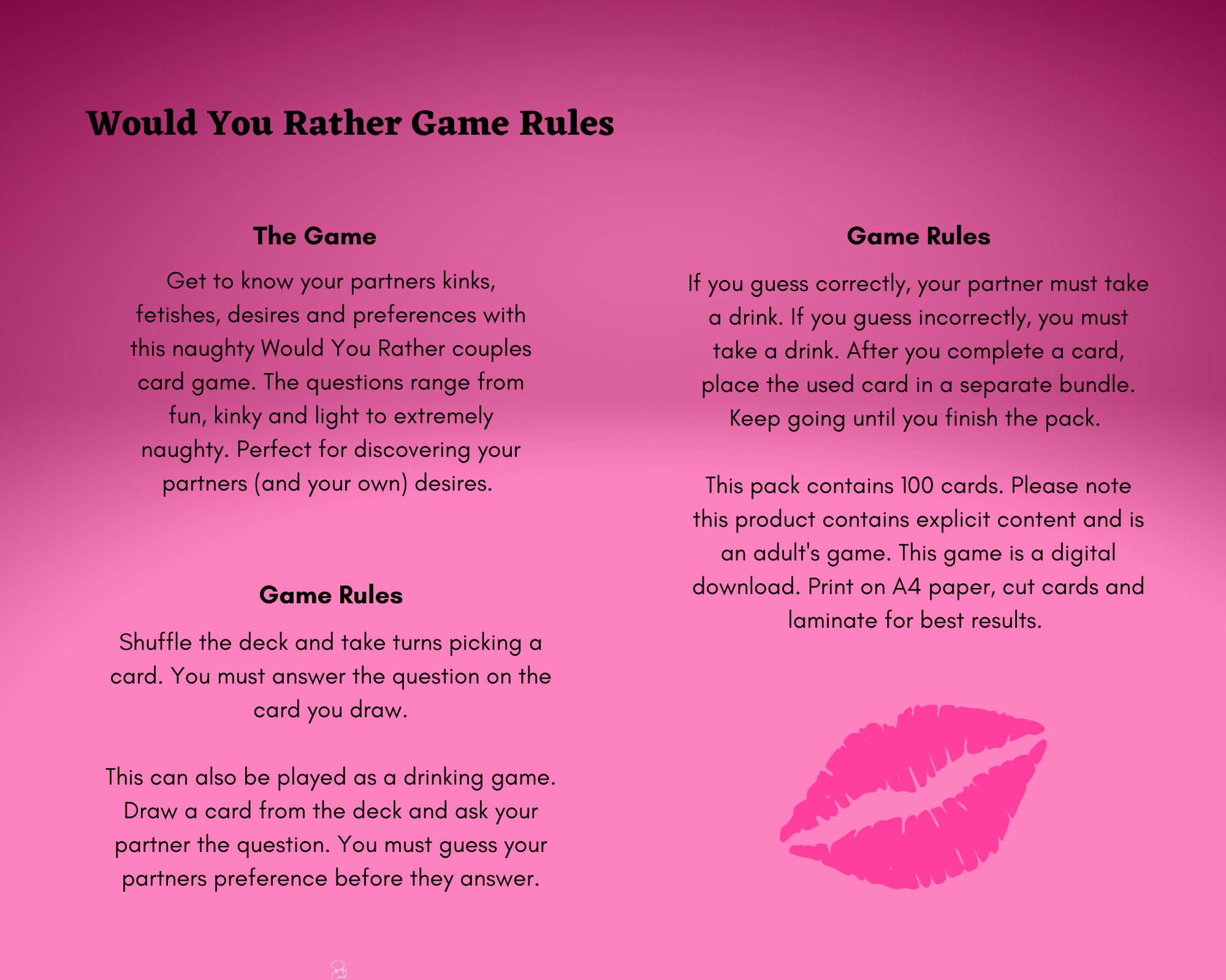 Kinky Would You Rather Couples Playing Cards - Sex Games for Adults