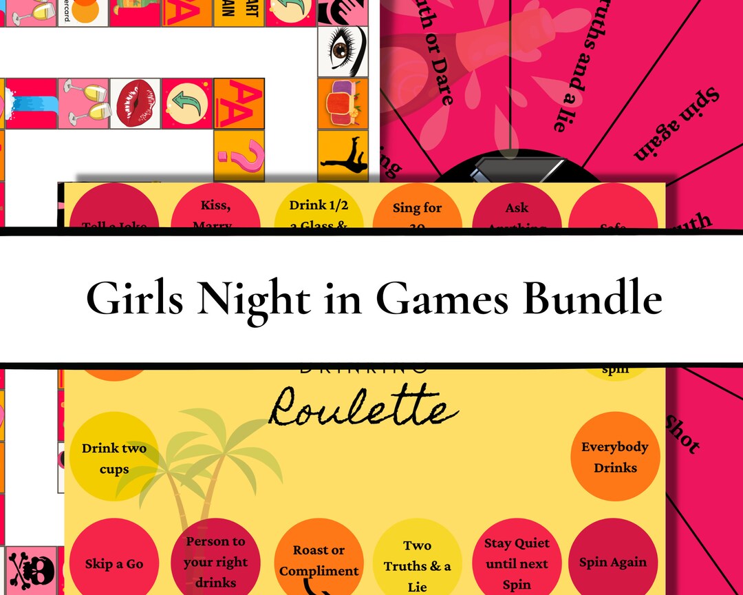 Drinking Party Games Bundle, Printable Board Games for Adults. Includes Drunk Roulette, Spin the