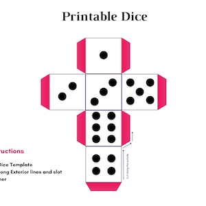 Printable Dice SVG - Printable Dice Template - Dice Instant Download