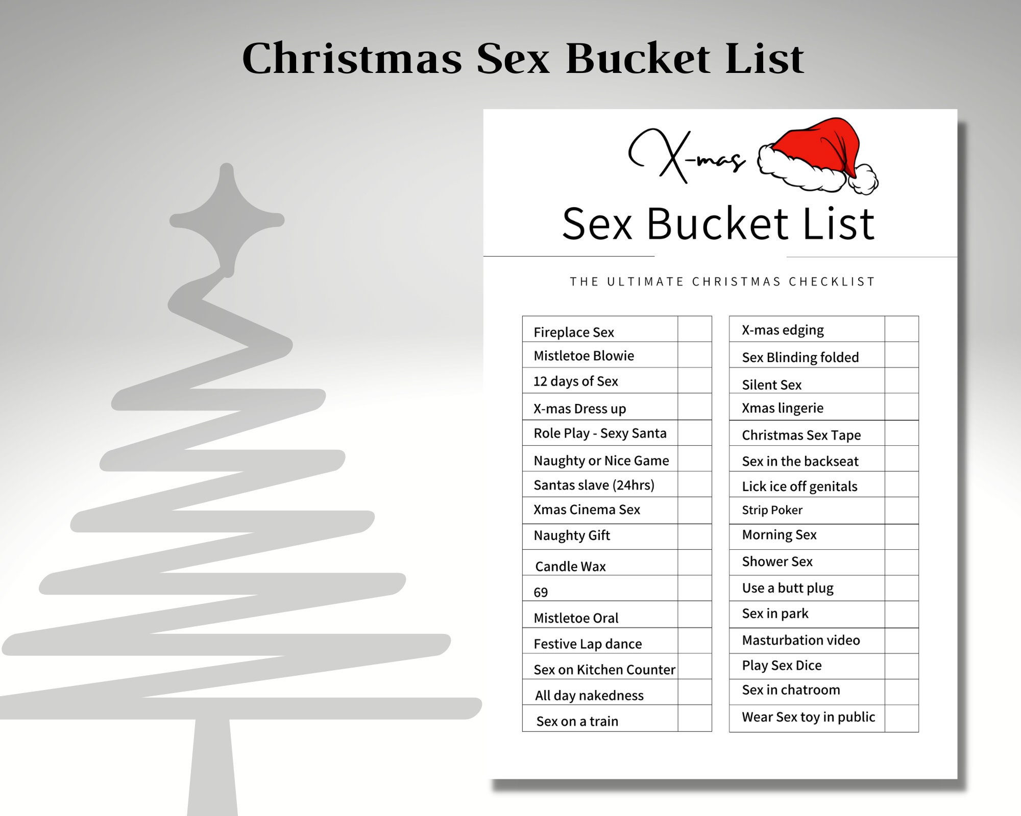 Christmas Sex Bucket List Printable Adult Sex Game Instant