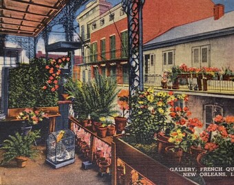 New Orleans L.A Louisiana 1920s Vintage Postcard Old Spanish Court Yard Old Quarter Antique Vintage Letter ca