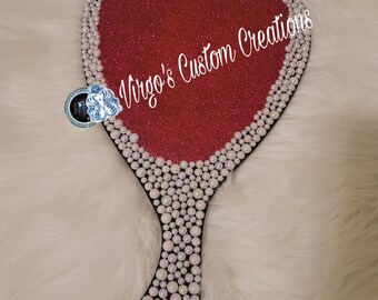 Custom Pearl Beaded Mirror: Handmade Salon Decor