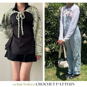 eclair bolero // crochet pattern // crochet shrug with bow • coquette bolero • crochet bolero shrug pattern
