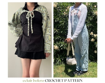 eclair bolero // crochet pattern // crochet shrug with bow • coquette bolero • crochet bolero shrug pattern
