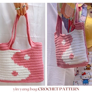 yin yang bag // crochet pattern // y2k shoulder & crossbody bag • crochet bag pattern