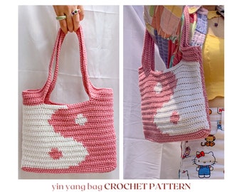 yin yang bag // crochet pattern // y2k shoulder & crossbody bag • crochet bag pattern
