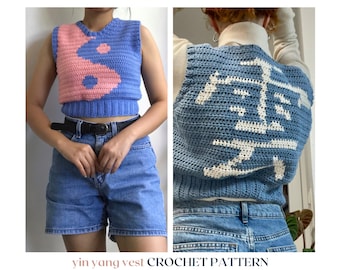 yin yang vest // crochet pattern // crochet vest pattern