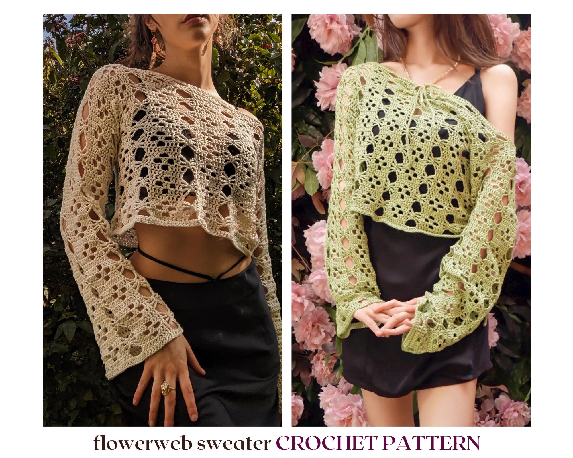 30 Mesh Sweater Crochet Patterns for Airy Layers, Pullovers, and Cardigans 22 Flowerweb Mesh Sweater Crochet Pattern