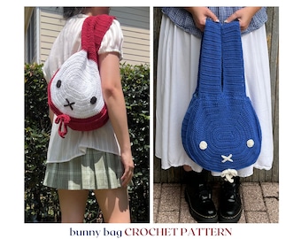 bunny bag // crochet pattern // crochet bag pattern • rabbit tote bag
