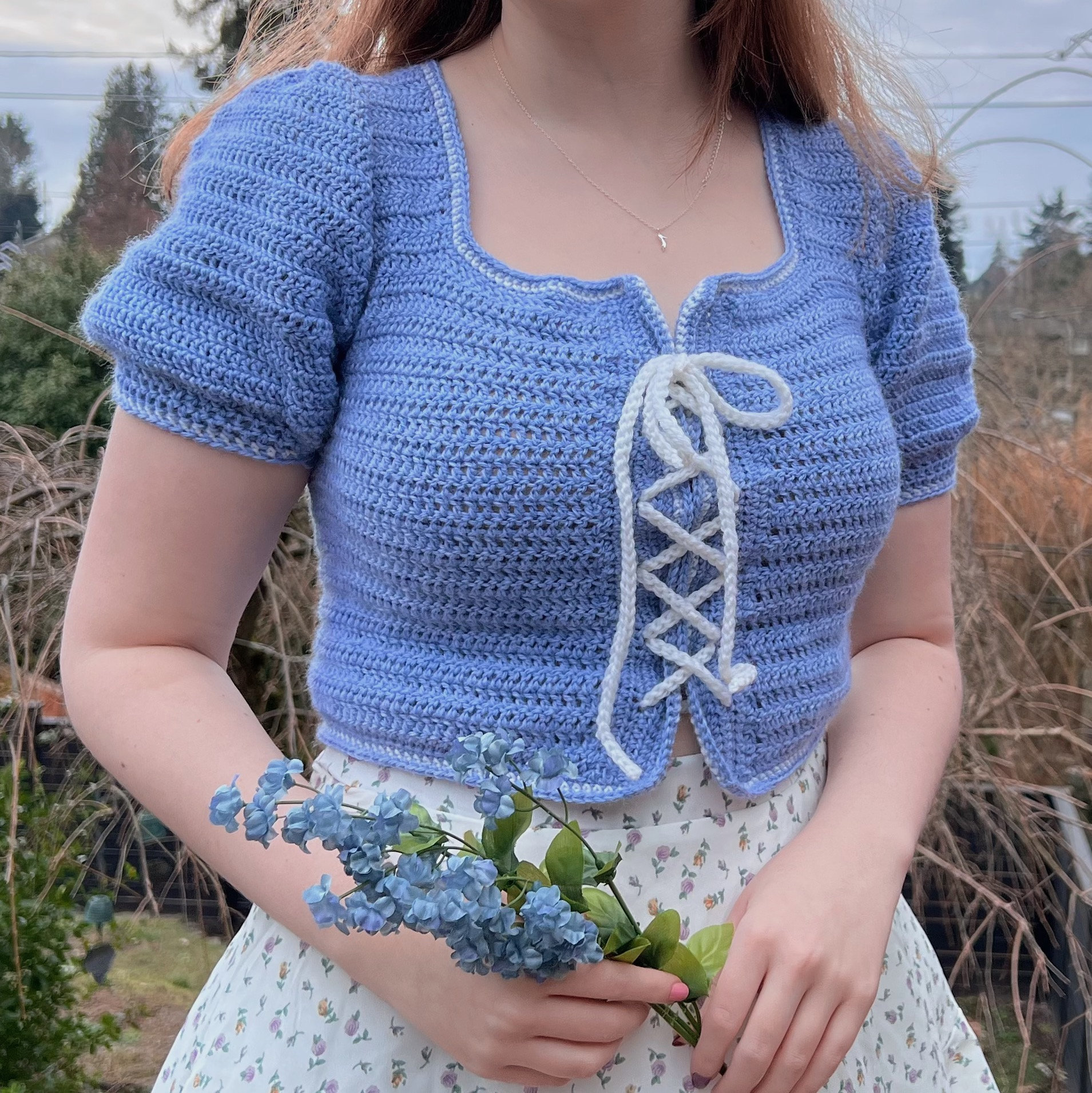 Rosa Cardigan // Crochet Pattern // Vintage Laceup Puff Sleeve