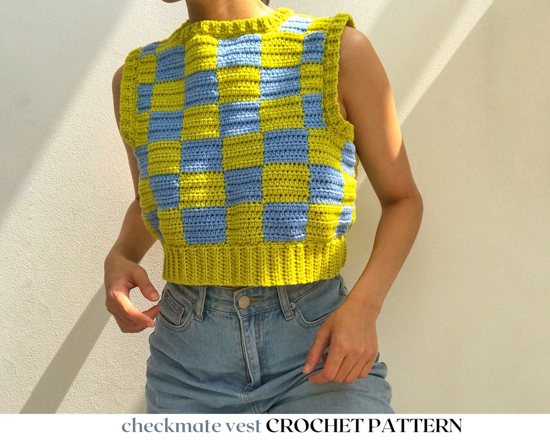 Checkmate Vest // Crochet Pattern // Crochet Checkered Vest Pattern - Etsy Checkmate Vest // Crochet Pattern // Crochet Checkered Vest Pattern - Etsy