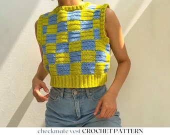 checkmate vest // crochet pattern // crochet checkered vest pattern