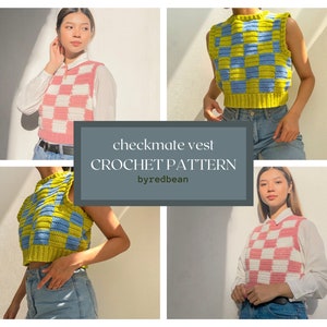 checkmate vest // crochet pattern // crochet checkered vest pattern