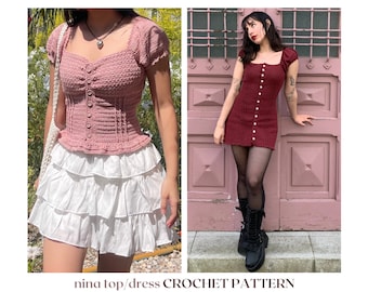 nina top/dress // crochet pattern // crochet milkmaid top pattern