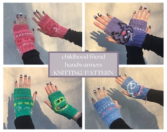 childhood friend handwarmers // knitting pattern // knitted handwarmers • cute handwarmers pattern • knitted fingerless gloves