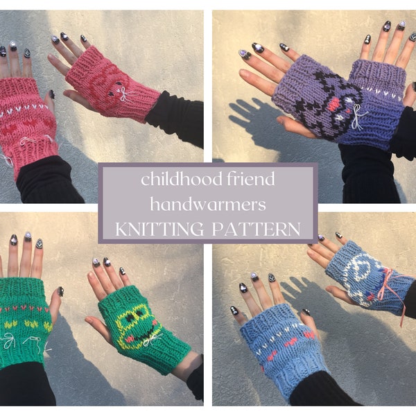 childhood friend handwarmers // knitting pattern // knitted handwarmers • cute handwarmers pattern • knitted fingerless gloves