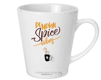Pumpkin Spice Vibes 17oz White Ceramic Latte Mug Perfect Gift for Latte Lovers and Coffee Junkies