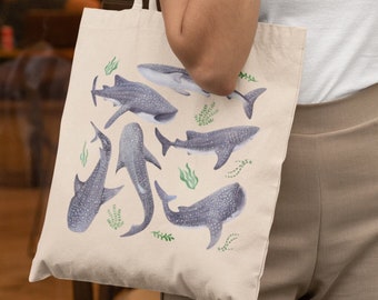 Whale Shark Tote Bag Whale Shark Gift Marine Biology Gift Whale Sharks Ocean Gift Scuba Diver Gifts Ocean Theme Gifts Beach Theme Gifts