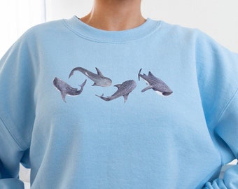 Whale Shark Sweatshirt Whale Shark Sweater Beach Sweatshirt Beachy Sweatshirt Marine Sweatshirt Save the Ocean Environmental Sweater