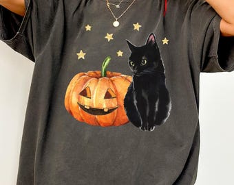 Black Cat Pumpkin Shirt Black Cat Halloween Shirt Stay Spooky Shirt Tis The Season Shirt Fall Things Shirt Pumpkin Season Cat Lady Shirt