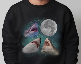 Great White Shark Crewneck Vintage 90's Retro Cute Shark Sweatshirt Shark Lovers Gift Y2k Shark Week Beachy Ocean Animal Beach Crewneck