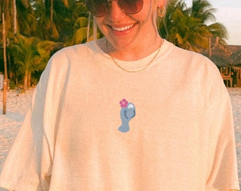 Manatee Shirt EMBROIDERED Hibiscus Shirt ComfortColors Coconut Girl Clothes Preppy Stuff Ocean Inspired Style Manatees Respect The Locals
