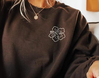 Hibiscus Sweatshirt Hawaii Sweatshirt Cape Cod Sweatshirt Meet Me at the Beach Sweatshirt Aloha Sweatshirt Coastal Beachy Sweatshirt Maui