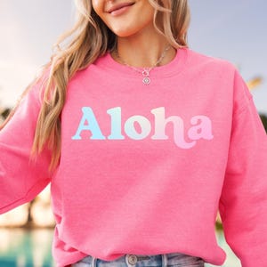 Aloha Sweatshirt Hawaii Sweatshirt Honolulu Preppy Stuff Beachy Sweatshirt y2k Coconut Girl Hawaii Crewneck Beach Bum Hawaiian Sweatshirt