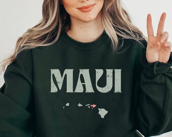 Maui Sweatshirt Hawaii Sweatshirt Vintage Maui Gifts Hawaiian Sweatshirt Hawaii State Beach Sweatshirt Beachy Crewneck Surf Sweatshirt