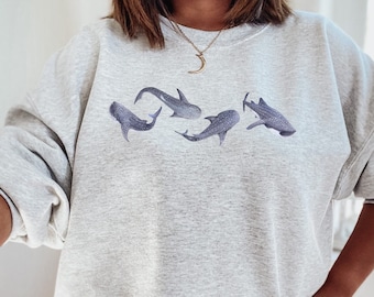 Whale Shark Sweatshirt Whale Shark Sweater Beach Sweatshirt Beachy Sweatshirt Marine Sweatshirt Save the Ocean Environmental Sweater