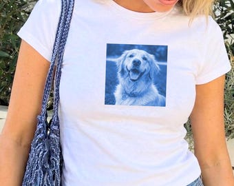Dog Photo Shirt Dog Face Shirt Personalized Pet Portrait Shirt Custom Cat Baby Tee Custom Pet tshirt y2k Sunprint BabyTee Pet Memorial Gifts