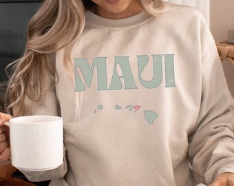 Maui Sweatshirt Hawaii Sweatshirt Vintage Maui Gifts Hawaiian Sweatshirt Hawaii State Beach Sweatshirt Beachy Crewneck Surf Sweatshirt