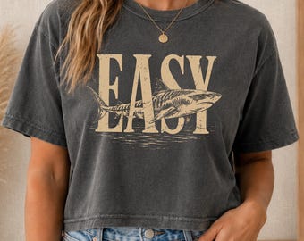 Vintage Tiger Shark Shirt Comfort Colors Crop Top Boxy Tee 3023CL T-shirt Shark Week Easy Tiger Womens Unisex