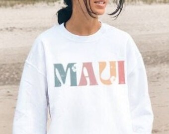 Maui Sweatshirt Hawaii Sweatshirt Vintage Maui Gifts Hibiscus Hawaiian Sweatshirt Beachy Crewneck Beachy Sweatshirt Beach Sweatshirt Surf