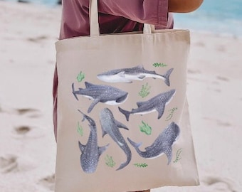 Whale Shark Tote Bag Whale Shark Gift Marine Biology Gift Whale Sharks Ocean Gift Scuba Diver Gifts Ocean Theme Gifts Beach Theme Gifts
