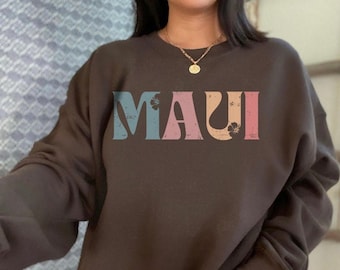 Maui Sweatshirt Hawaii Sweatshirt Vintage Maui Gifts Hibiscus Hawaiian Sweatshirt Beachy Crewneck Beachy Sweatshirt Beach Sweatshirt Surf