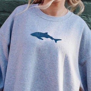 Whale Shark Embroidered Sweatshirt Whale Shark Sweater Shark Crewneck Cute Shark Sweatshirt Shark Week Beachy Marine Biology Gift Beach