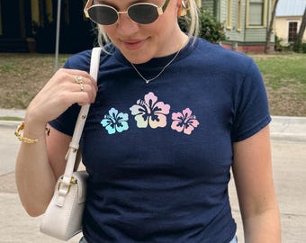 Hibiscus Baby Tee Coastal Granddaughter Tropical Baby Tee Beach Bum 90s Baby Tee y2k Baby Tee Coconut Girl Preppy Stuff Vintage Summer Retro