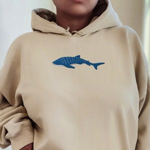 Whale Shark Embroidered Hoodie Ocean Beach Hoodie Marine Biology Hoodie Surf Hoodie Beachy Hoodie Whale Shark Lover Gift Nature Hoodie