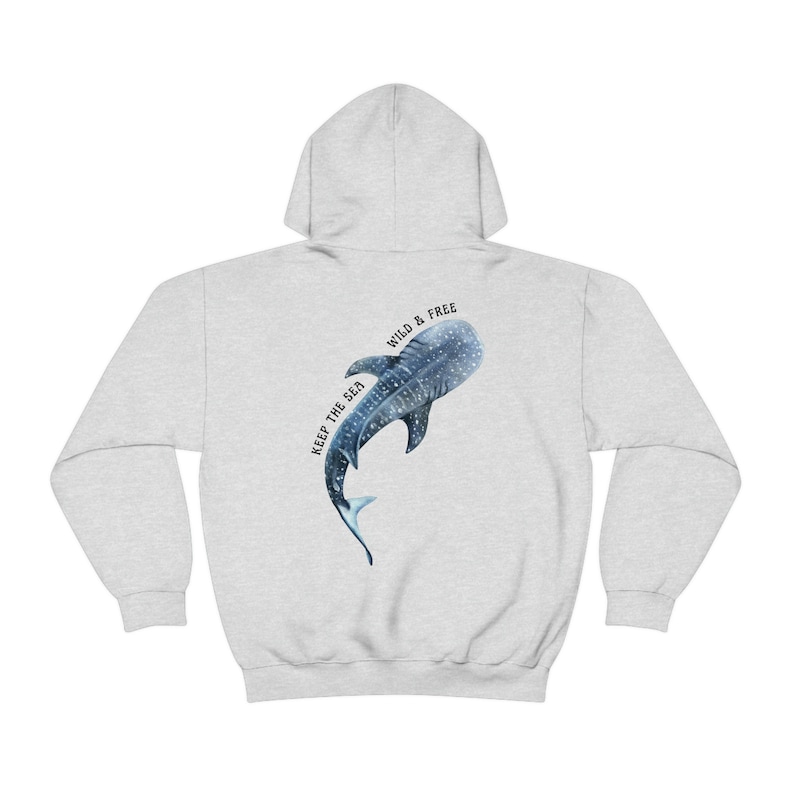 Whale Shark Hoodie Beach Hoodie Marine Biology Hoodie Back Print Hoodie Save The Ocean Nature Hoodie Beachy Hoodie Whale Shark Lover Gift Ash